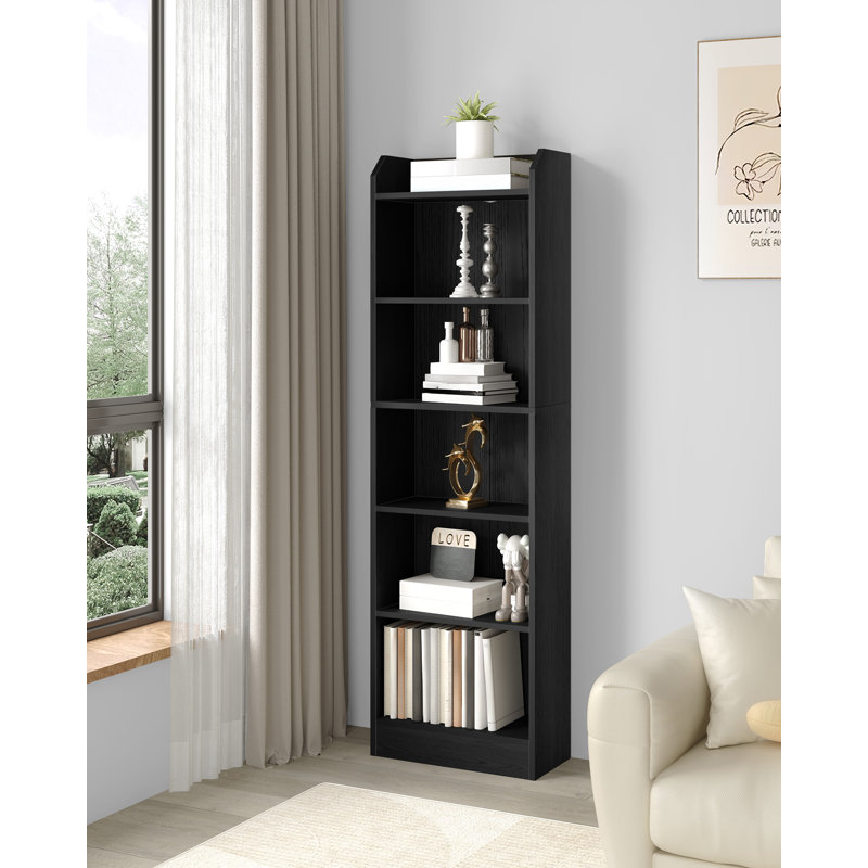 169.5cm H x 48cm W Bookcase, Black, (6 Shelves) 169.5cm. H x 48cm. W x 24cm. D