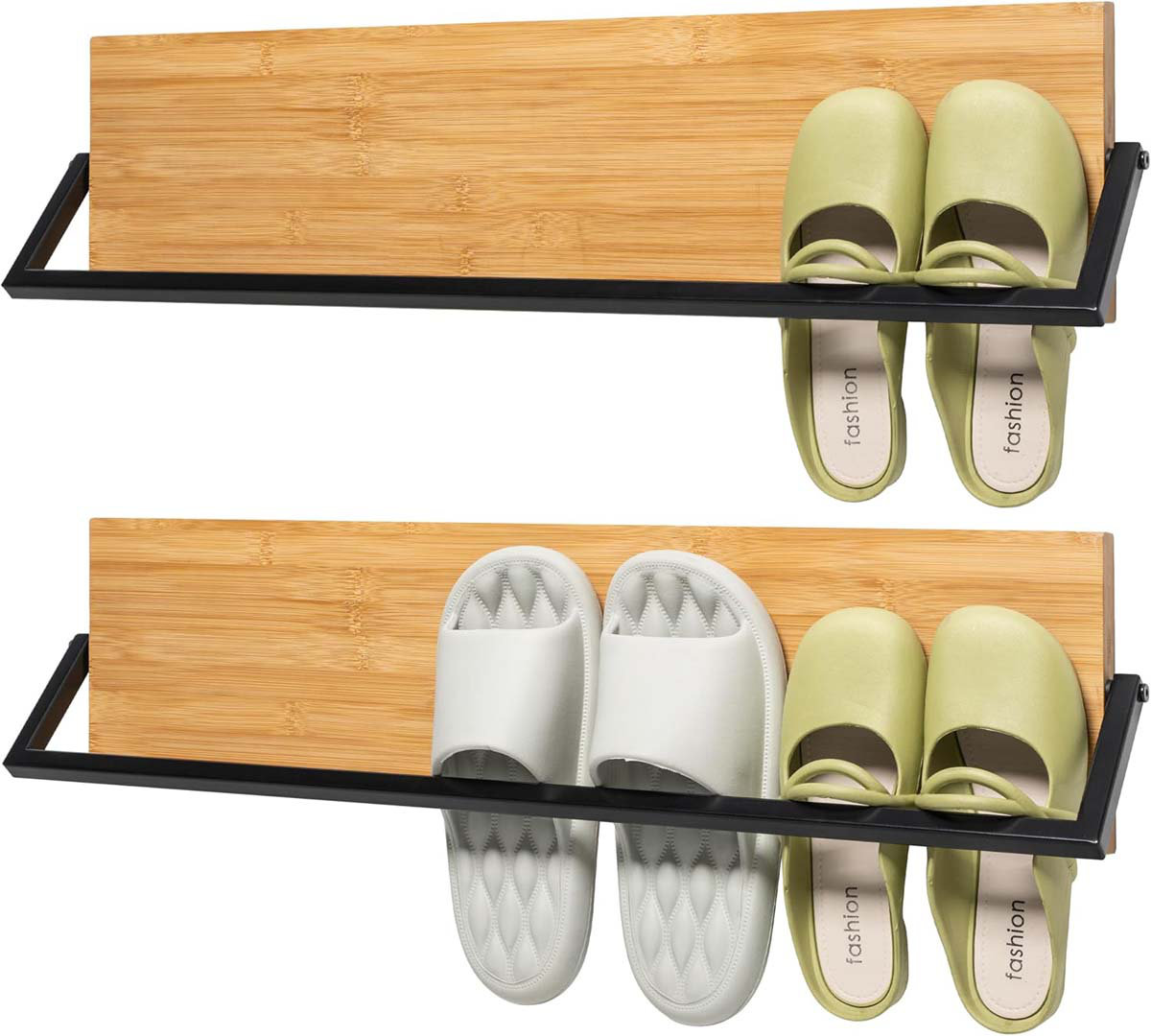Corrigan Studio Wall Mounted Shoe Rack Scandinavian Bamboo & Metal Shoe ...