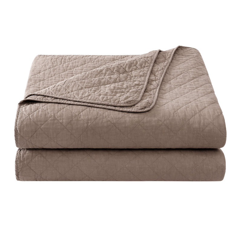Mocha Twin Cotton Quilt Set with Standard Sham