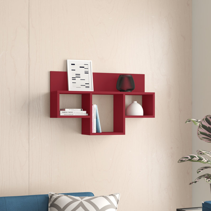 4 Piece Floating Shelf, Burgundy