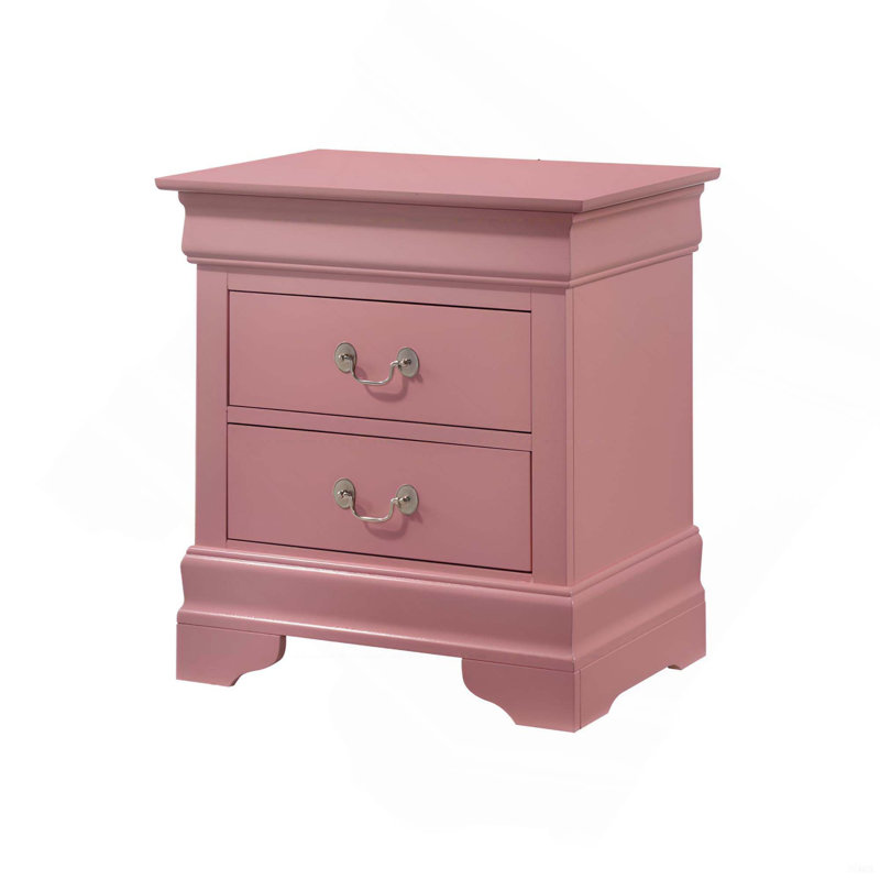 Table de chevet élégante à 2 tiroirs Woode pour votre chambre à coucher, Pink