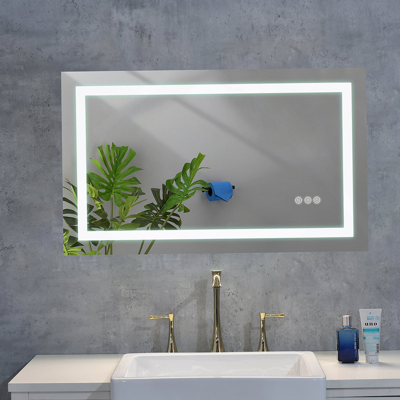 Miroir de salle de bain à DEL 40 po avec grand miroir mural à intensité variable, 40 po x 32 po