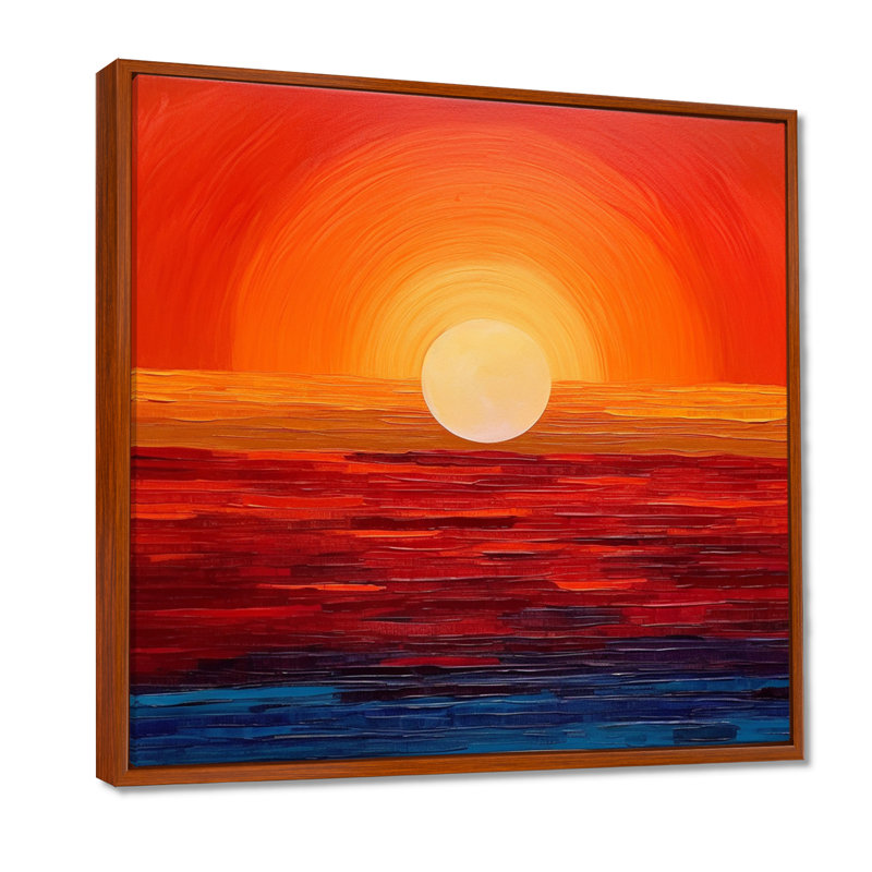 Orange jaune doré, coucher de soleil III, art mural coucher de soleil, H 16 po x l 16 po x P 1 po, Brown Floater Framed