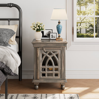 Table de chevet avec tiroir en bois gris antique | Idée de cadeau