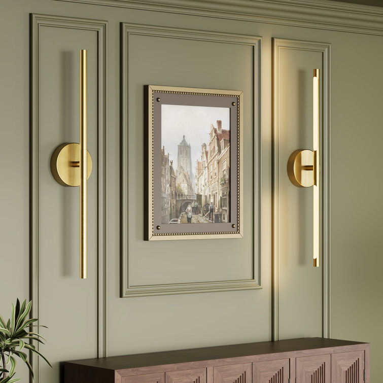 Battery Operated Wall Sconces with Remote Control, 24'' LED Flush Mounted Sconces