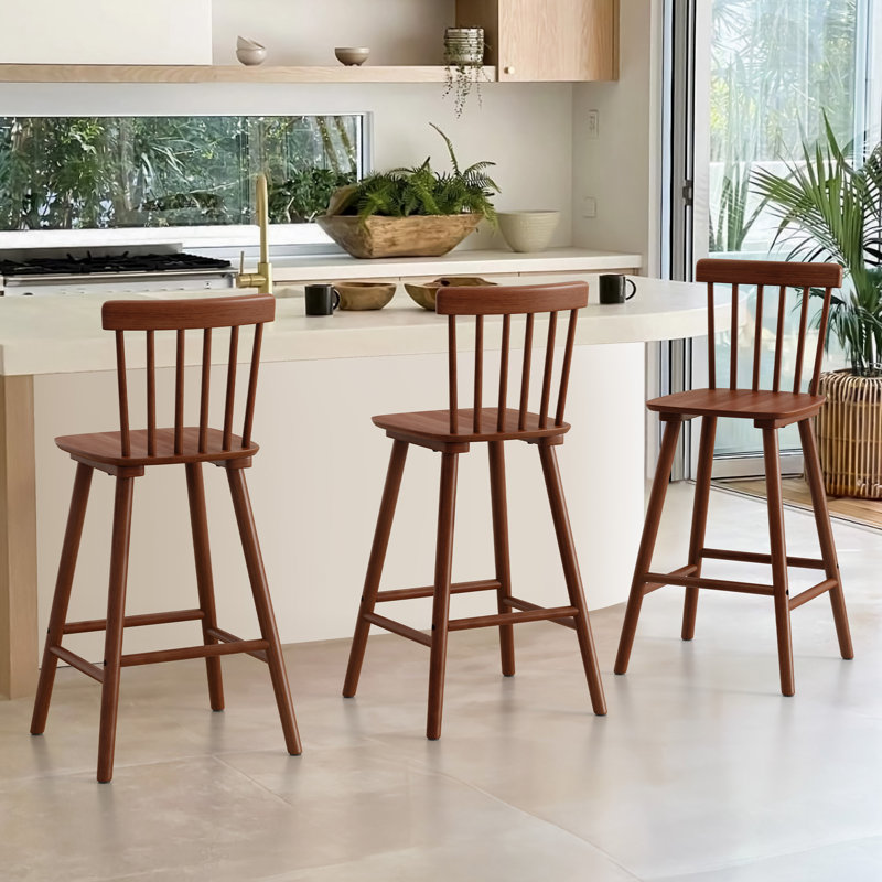Tabouret Baggett, Noyer, Tabouret de comptoir (siège d'une hauteur de 26 p, 3