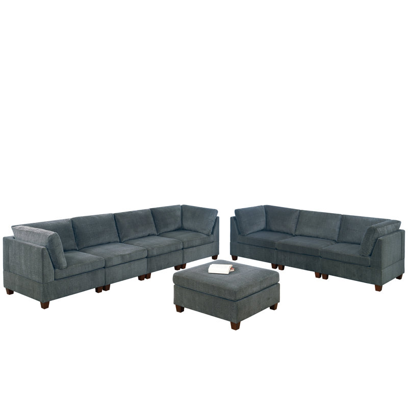Gautious Upholstered Sectional Reversible, Gray Chenille