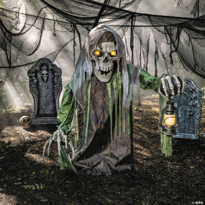 4 Foot 10 Inch Animated Light-Up Corroded Skeleton Reaper