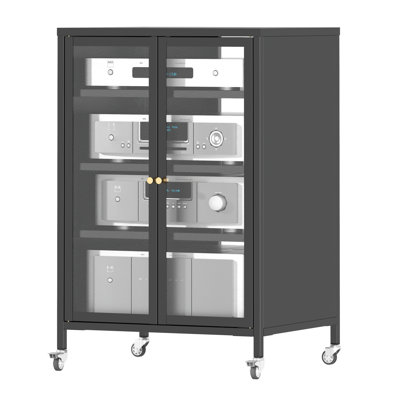 35.8" High Media Storage Cabinet With Wheels