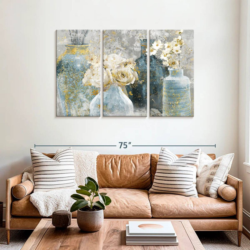 Harnek Vessels And Blooms Blues, H 36 po x l 57 po