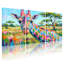 Animaux, girafe colorée, ensemble de 3 reproductions d'art sur toile-411579056