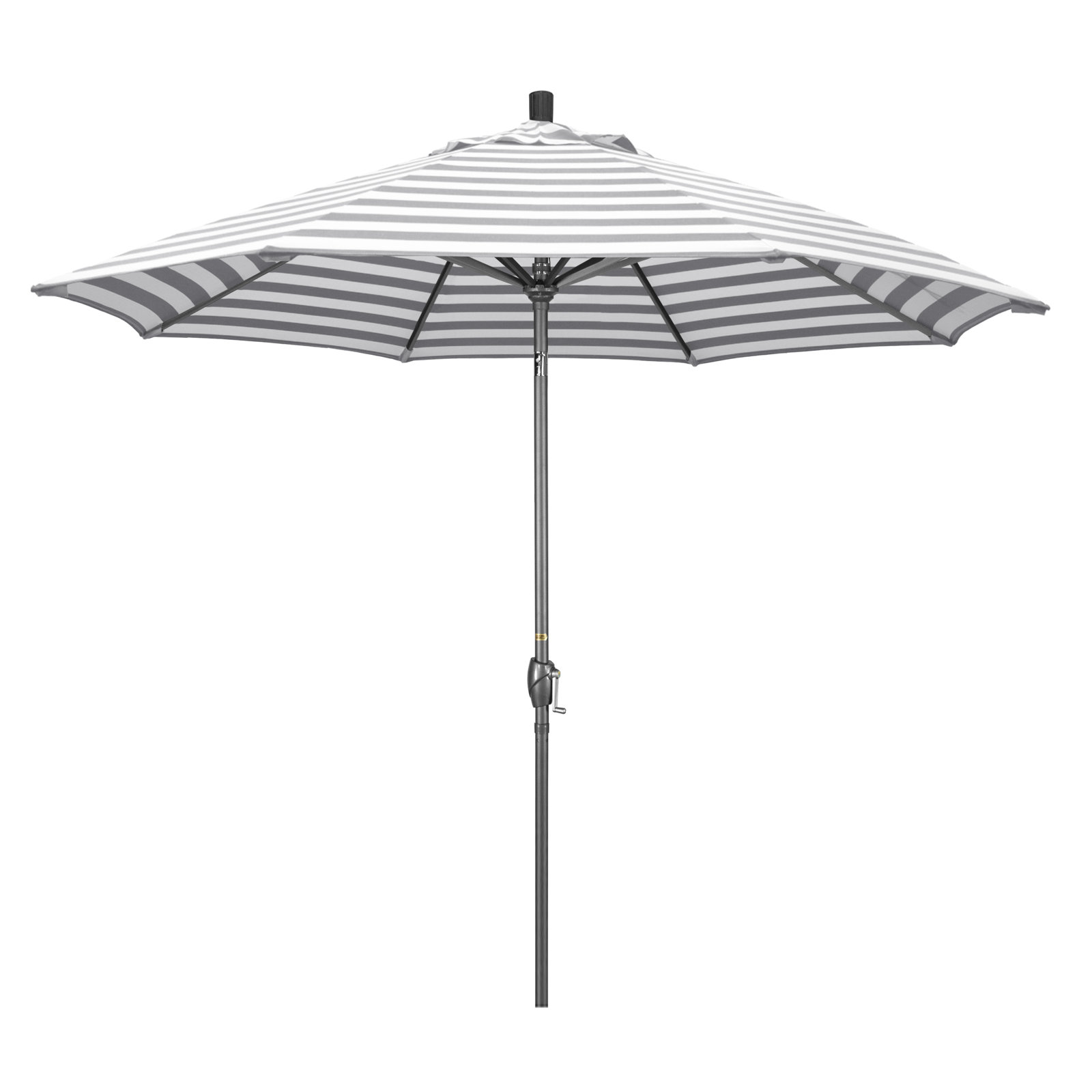 Iuka 108'' Outdoor Umbrella, Gray White Cabana Stripe