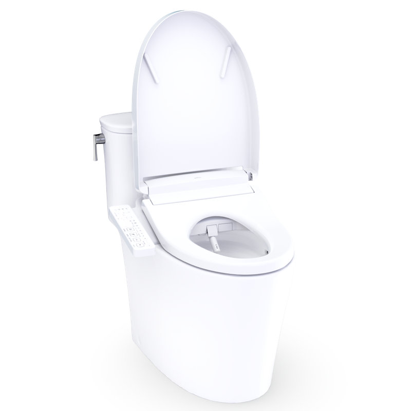 TOTO Aurora 1G WASHLET+ S2 One-Piece Elongated 1.0 GPF Universal Height Toilet with CEFIONTECT, Cotton White - MW6863346CUFG#01