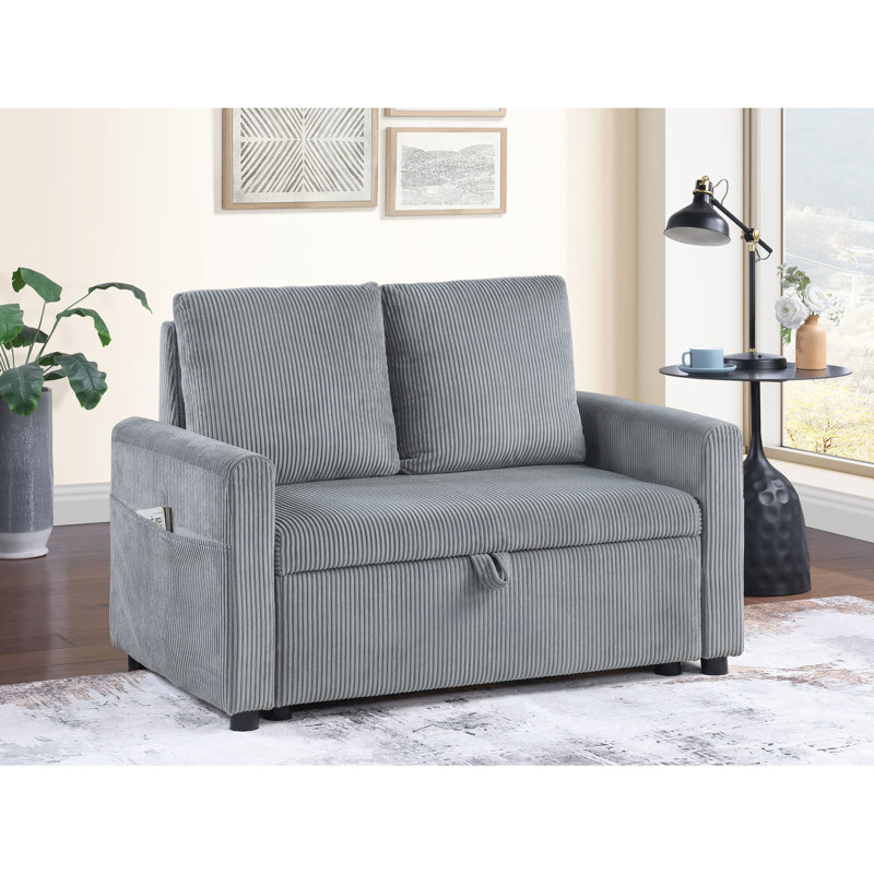 Velours côtelé gris avec espace de rangement fonctionnel - Maximisez l'utilisation de votre espace à la maison avec des accessoires pour la maison de 45 po