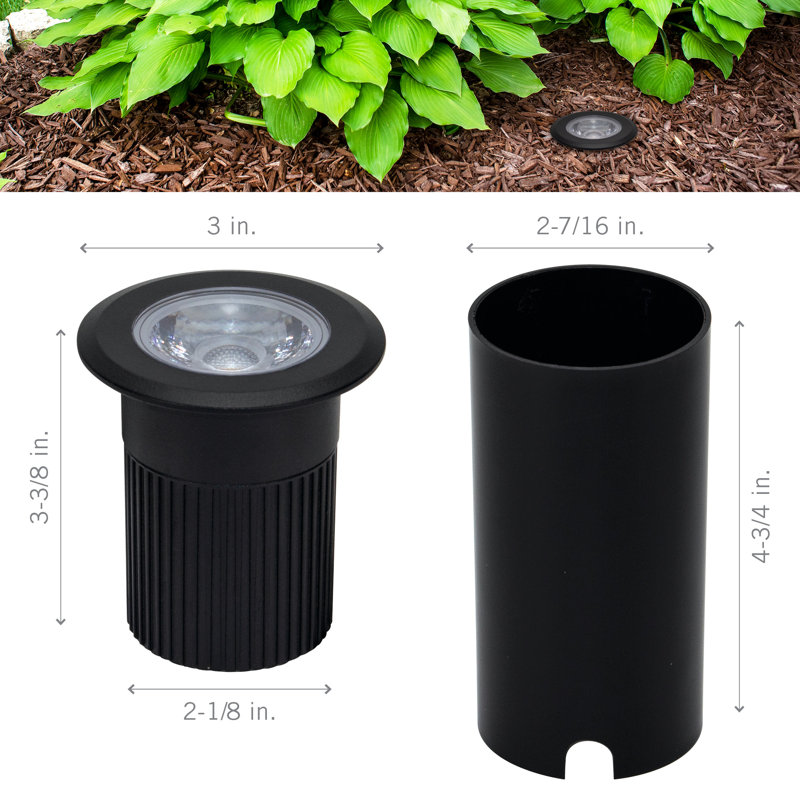 Black 3" Inground LED Landscape Light with Warm White Glow