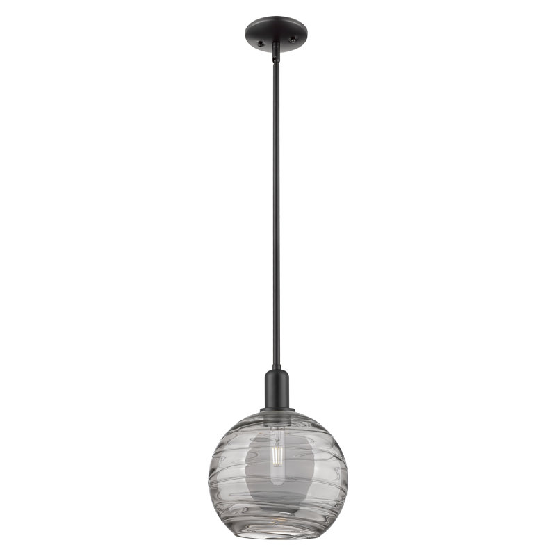 Arcadia - Athens Deco Swirl - Mini-luminaire suspendu 1 tige, Noir mat, H 8,63 po x l 10 po x P 10 po