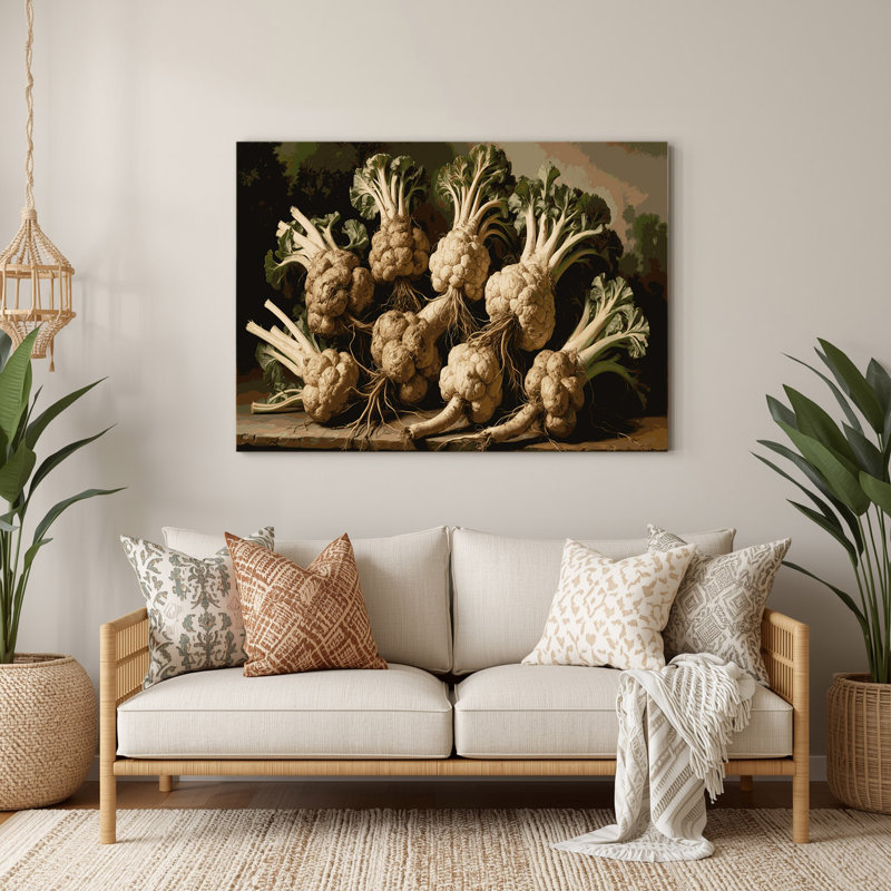 Art mural en métal légumes céleri-rave brun, H 20 po x l 24 po