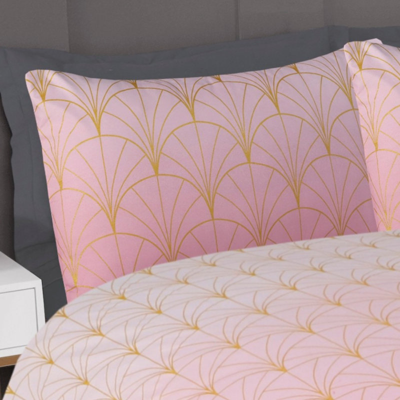 Double Ombre Metallic Deco Duvet Set, Pink, Full Duvet Cover + 2 Standard Pillowcases