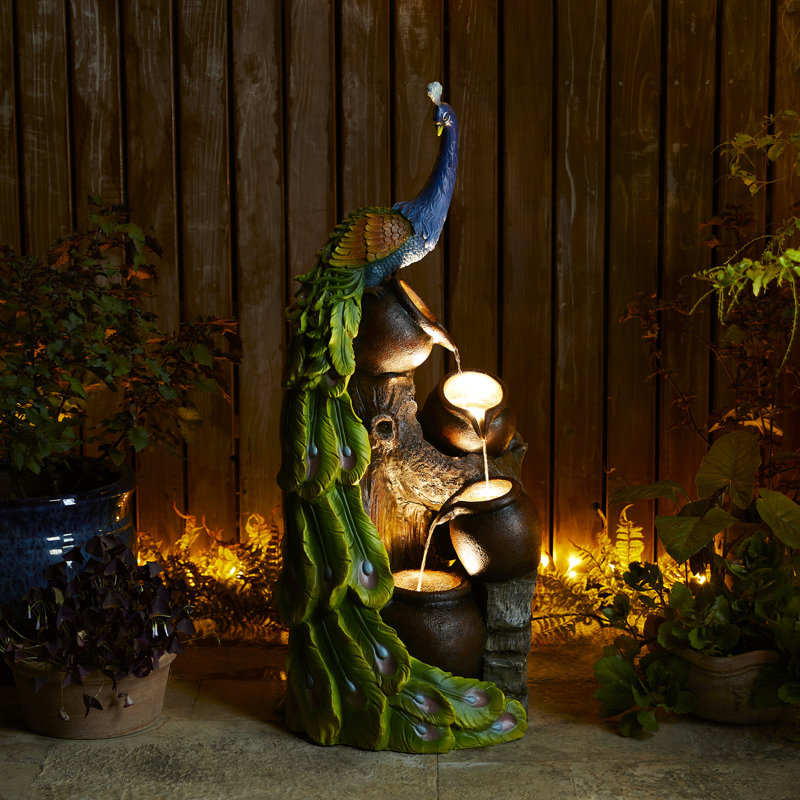 Volodia Outdoor Weather Resistant Cascade Fountain with Lights, Without Remote