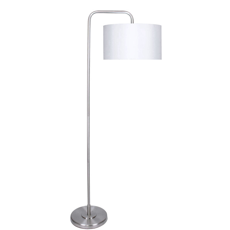 Dale 63.75'' Arched Floor Lamp, Brushed Nickel, White Silk-Like