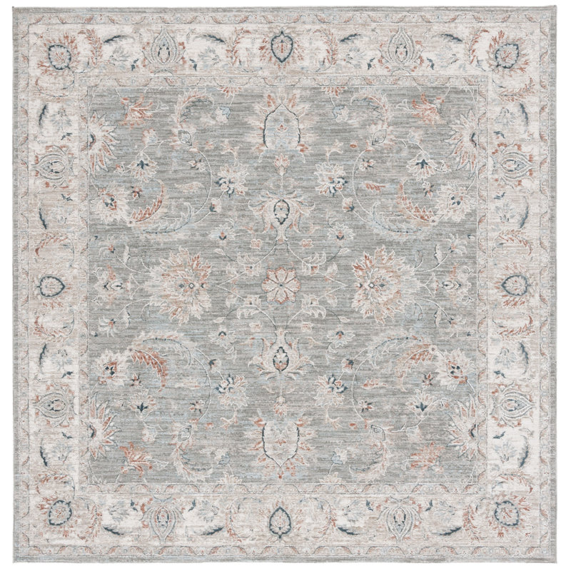 Lauren Gray and Light Gray Square Wool Oriental Rug