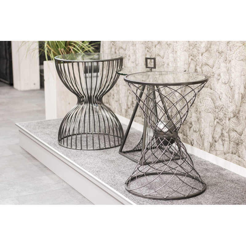 Aquilla Glass Top Pedestal End Table