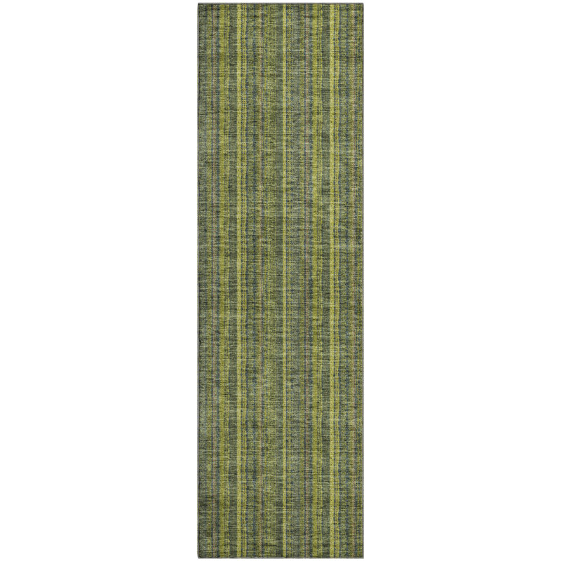 Premium Machine Washable Prisco Olive Rug, Runner 2'3" x 7'6"