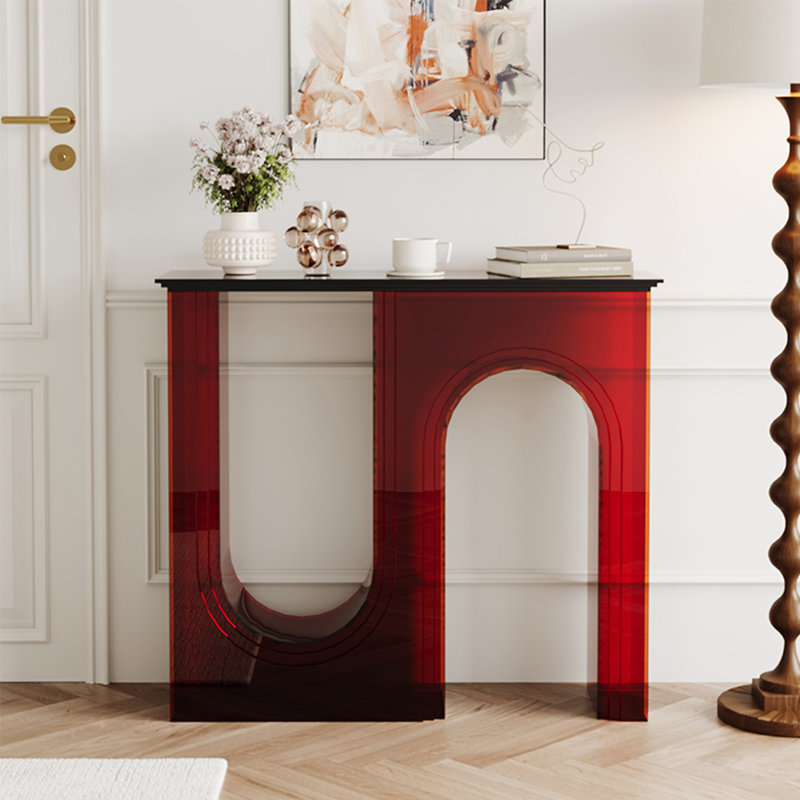 Luxury-lite acrylic minimalist console table, Rouge