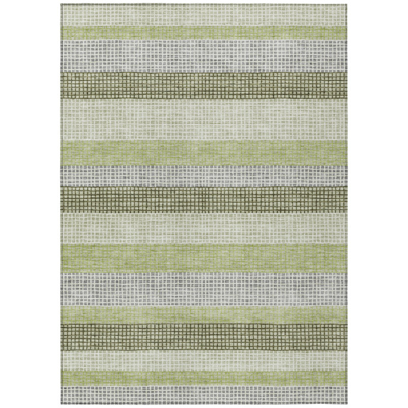 Machine Washable Indoor/Outdoor Xhevrie Aloe Rug, Rectangle 5' x 7'6"