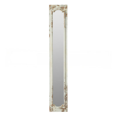 11.8x1.6x69.3" Floor Mirror with Distressed White Finish