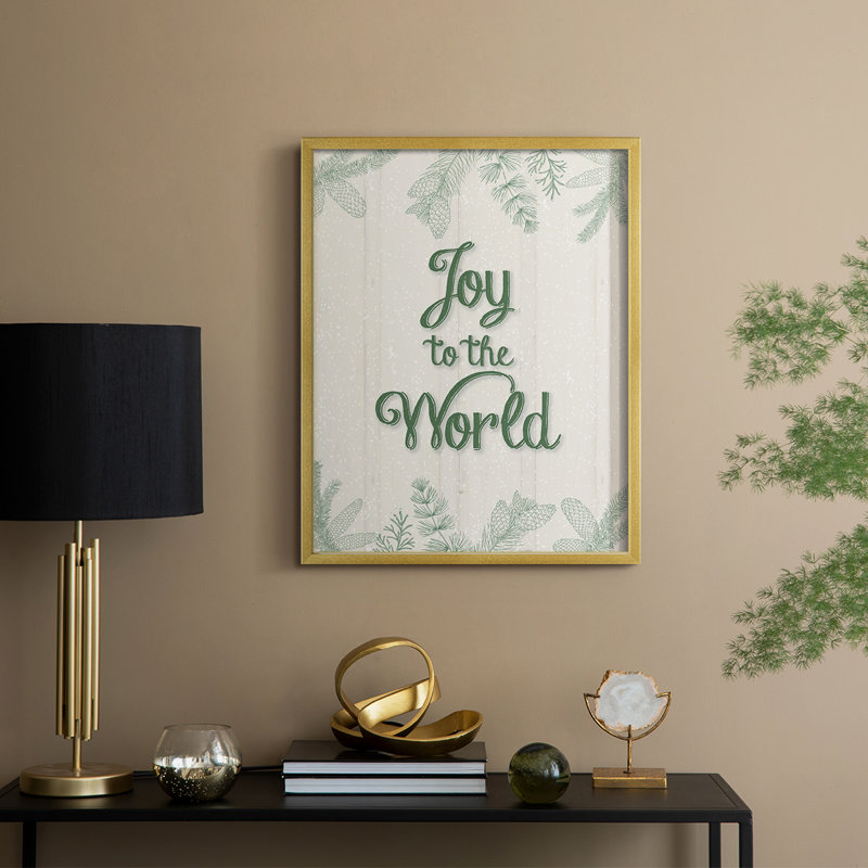 «Joy to the World», reproduction encadrée - bois massif, H 21 po x l 17 po, Doré