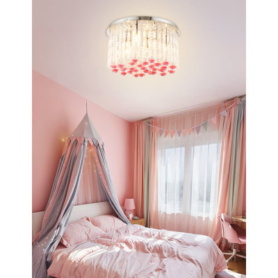 Plafonnier encastré tube rose en cristal Elegance