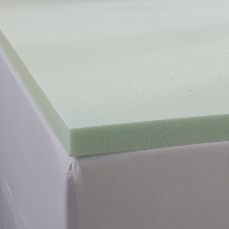 Green Tea Infused Memory Foam Mattress Topper, Queen, Lavender, 3"