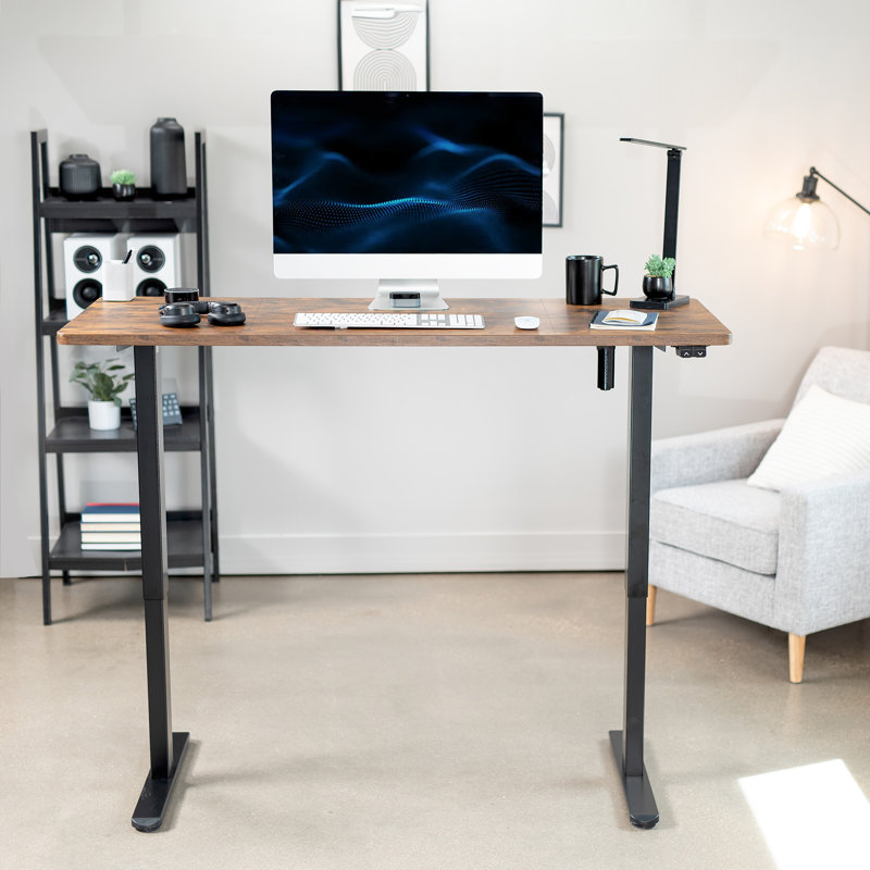 Electric Height Adjustable Desk, DESK-KIT-B06B Series, Vintage Brown/Black