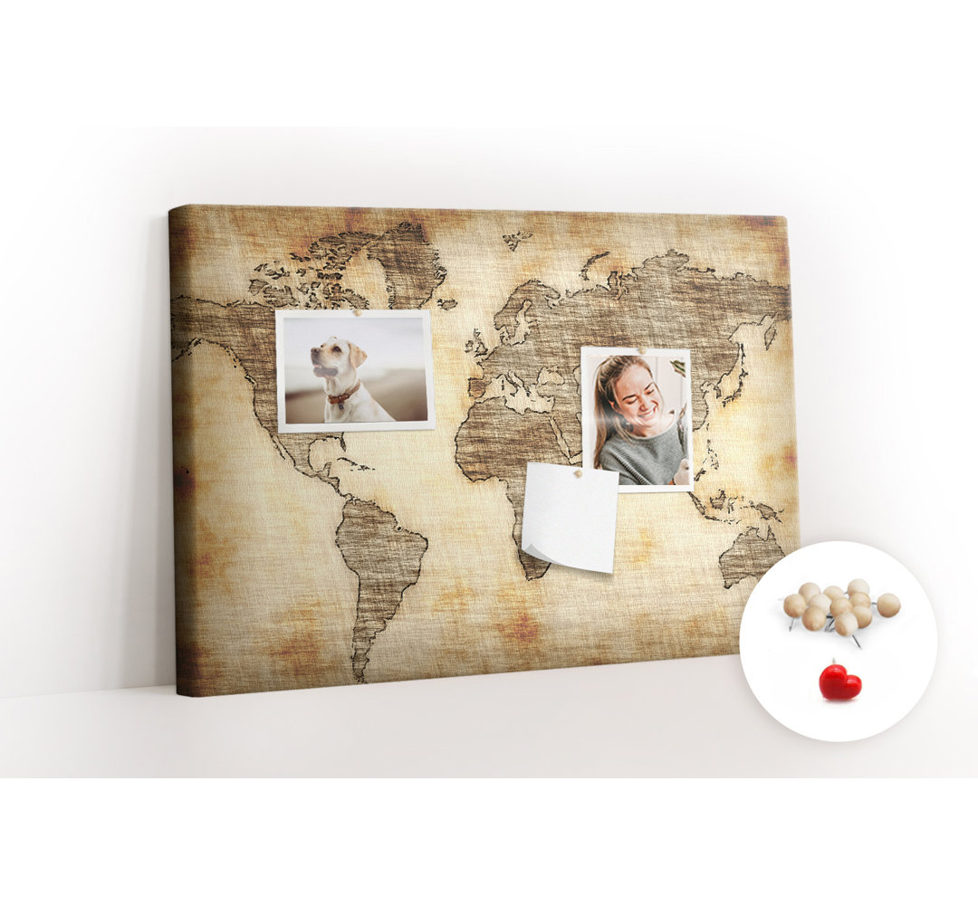 Wall Mounted bulletin board print decorative wall pin board for wall decorative corkboard Old map