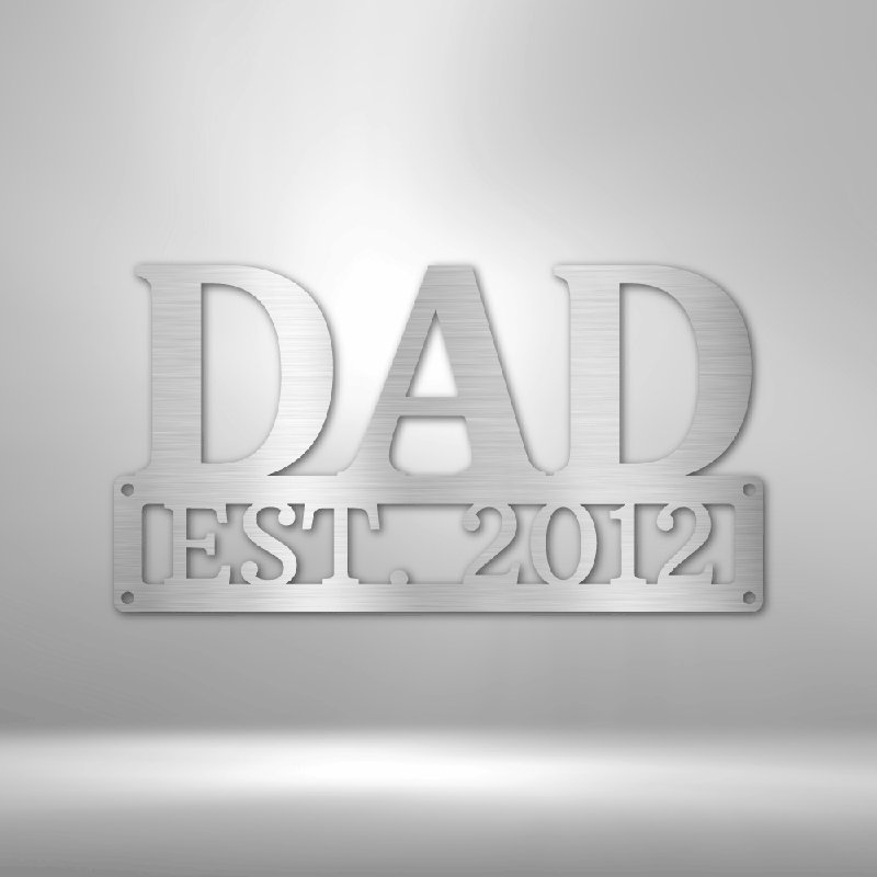 Décoration murale en métal personnalisable «Mon père», monogramme en acier, H 23 po x l 23,5 po x P 0,5 po, Argent argent