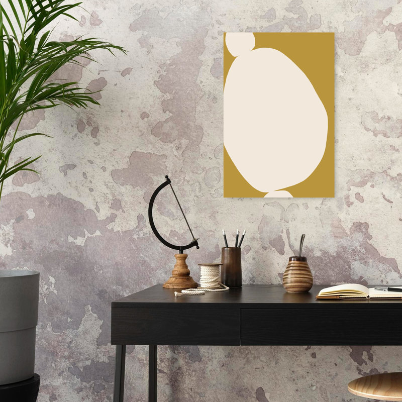 Art mural abstrait minimaliste contemporain formes organiques, H 24 po x l 16 po