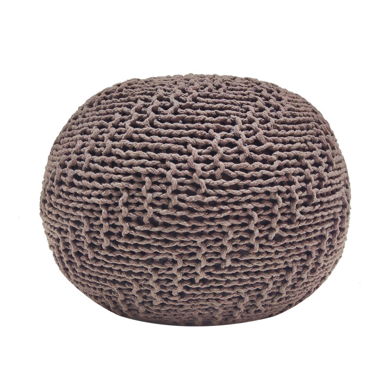 Knit Weave Pouf, 20” W X D 14” H, Brown, Modern Decor For Indoor Outdoor Areas Weave, 20x20x14 Inches, Design Spaces
