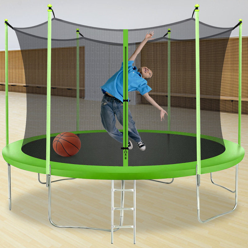 FDW Round Backyard Trampoline with Safety Enclosure