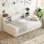 Lit plateforme simple tapissier avec rangement et tiroirs-992327848