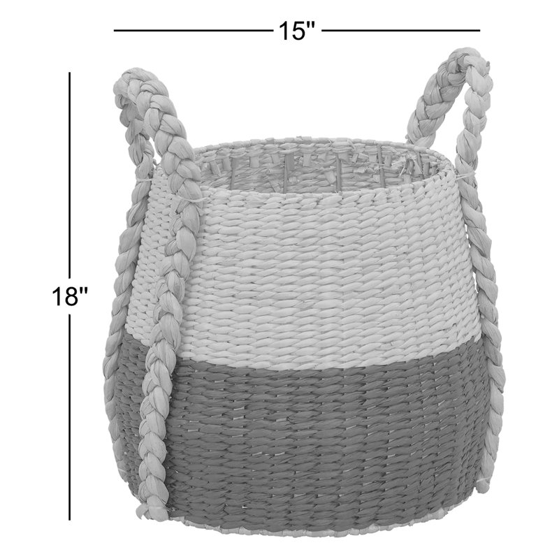Panier en osier bicolore avec poignées Armadi, Gris