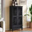 Armoire de rangement de 55 po de hauteur avec tiroir et armoire de rangement rustique décorative à 2 portes avec pieds en bois massif pour le couloir du salon