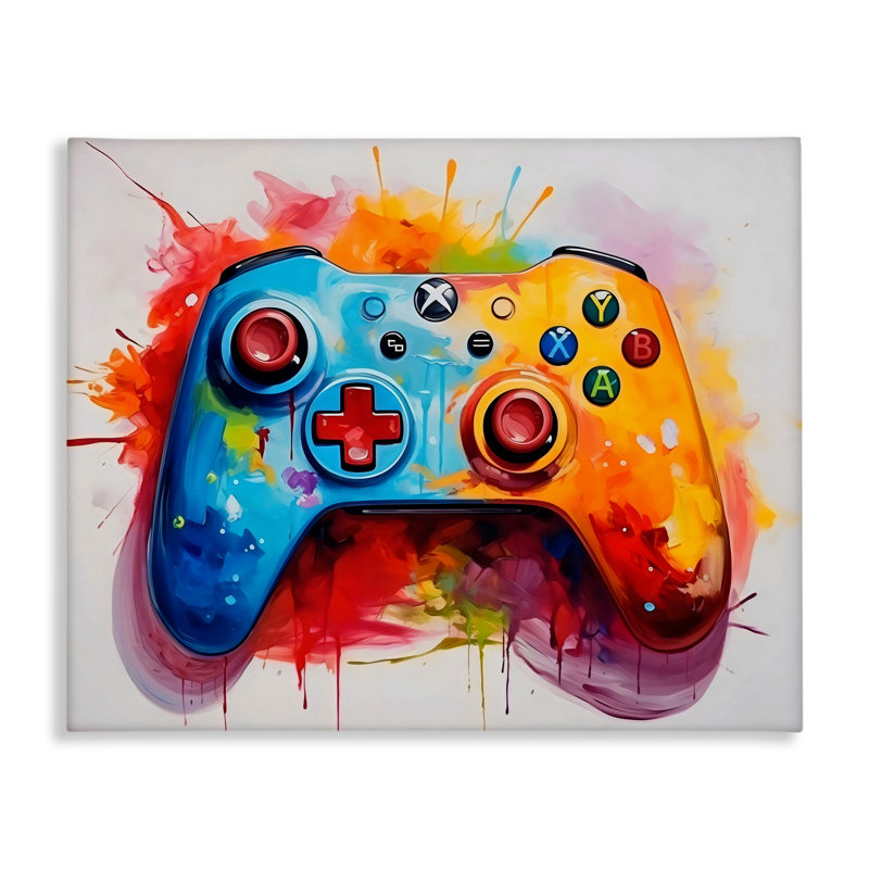 Toile colorée de contrôleur de jeu vidéo, design by Creative Studio, H 16 po x l 20 po