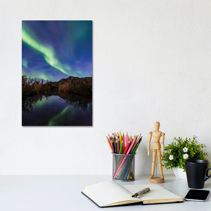 Northern Lights Reflection 1 Piece Wrapped Canvas Wall Art, 20.32 cm H x 30.48 cm W