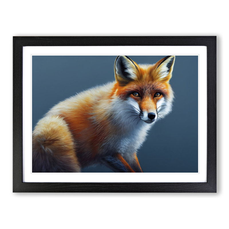 A Breathtaking Fox - Single Picture Frame Painting, Black, 46cm H x 64cm W x 2cm D