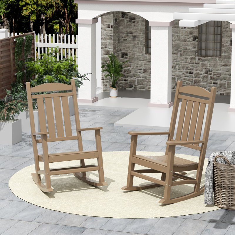 Chaise berçante d'extérieur en plastique Laguna, Bois patiné