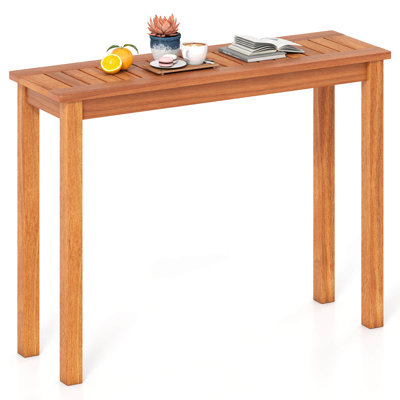 1 Pcs Outdoor Indoor Dining Table With Slatted Tabletop Buffet Bar Storage Organizer