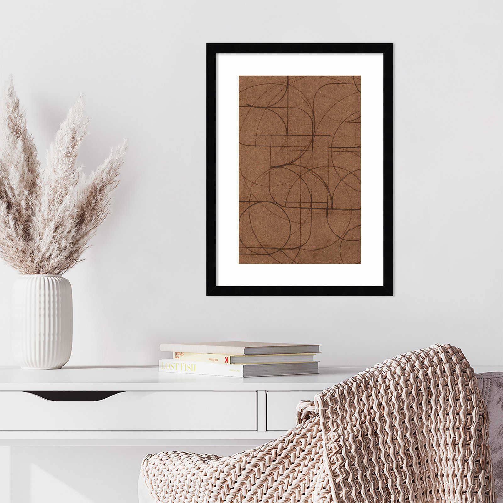Curved 1 Print by Dan Hobday, 21" H x 16" W, Svelte Noir Black Framed Print with Mat