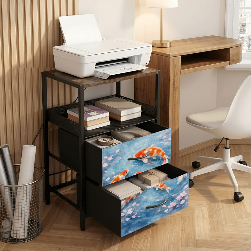 Table de chevet 2 tiroirs avec station de charge, table de chevet de chambre à coucher avec ports USB et prises USB