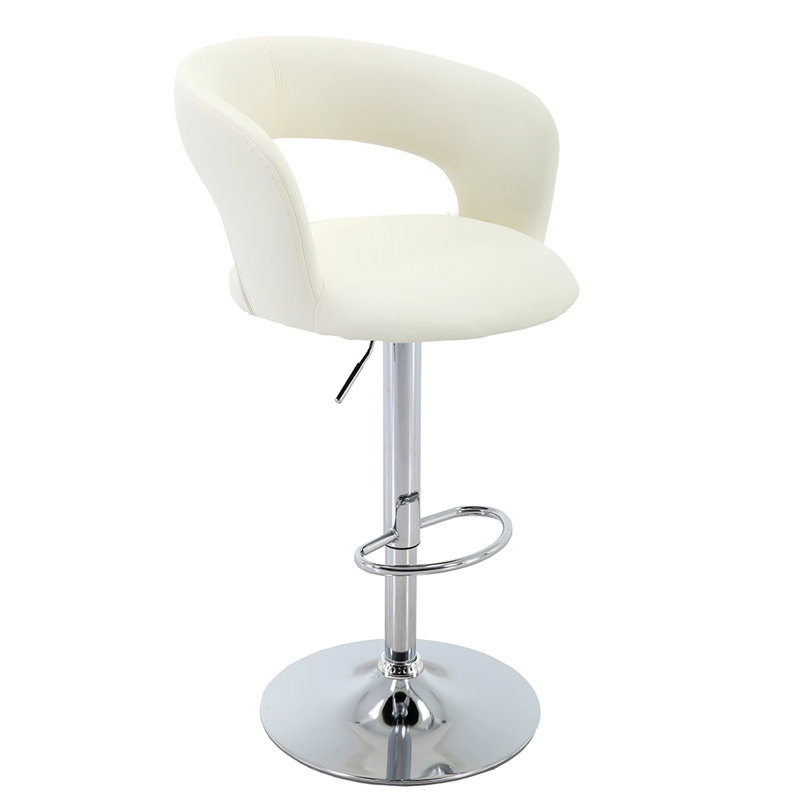 Andromachi Swivel Upholstered Adjustable Height Counter Stool with Metal Frame, White